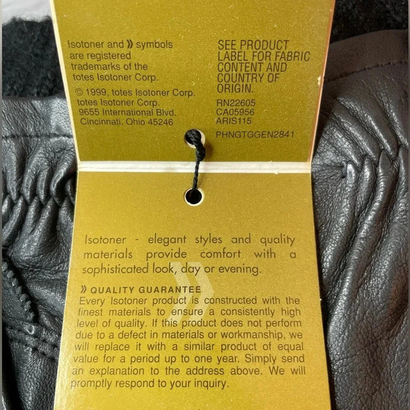 Vintage Isotoner Genuine Leather Black Gloves Acrylic Lining Women XL - Picture 4 of 5